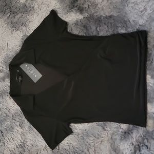Saints 21 Black Faux Wrap Top